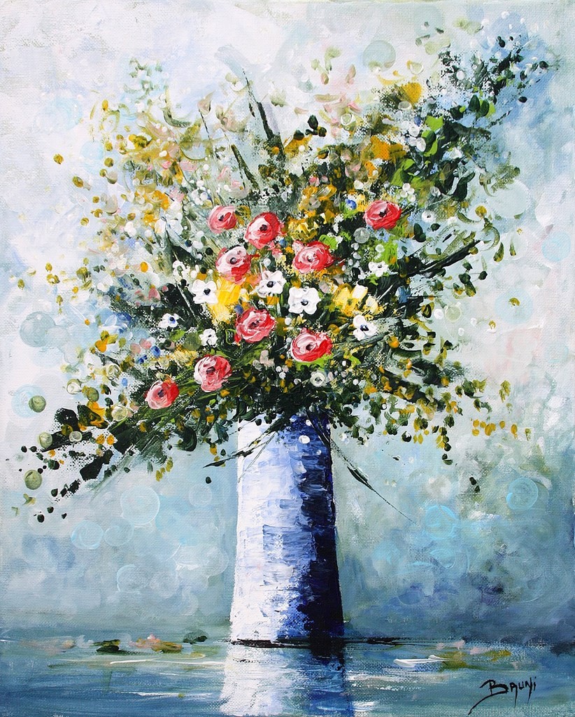 Peinture au couteau - Quelques roses - @Bruni Eric