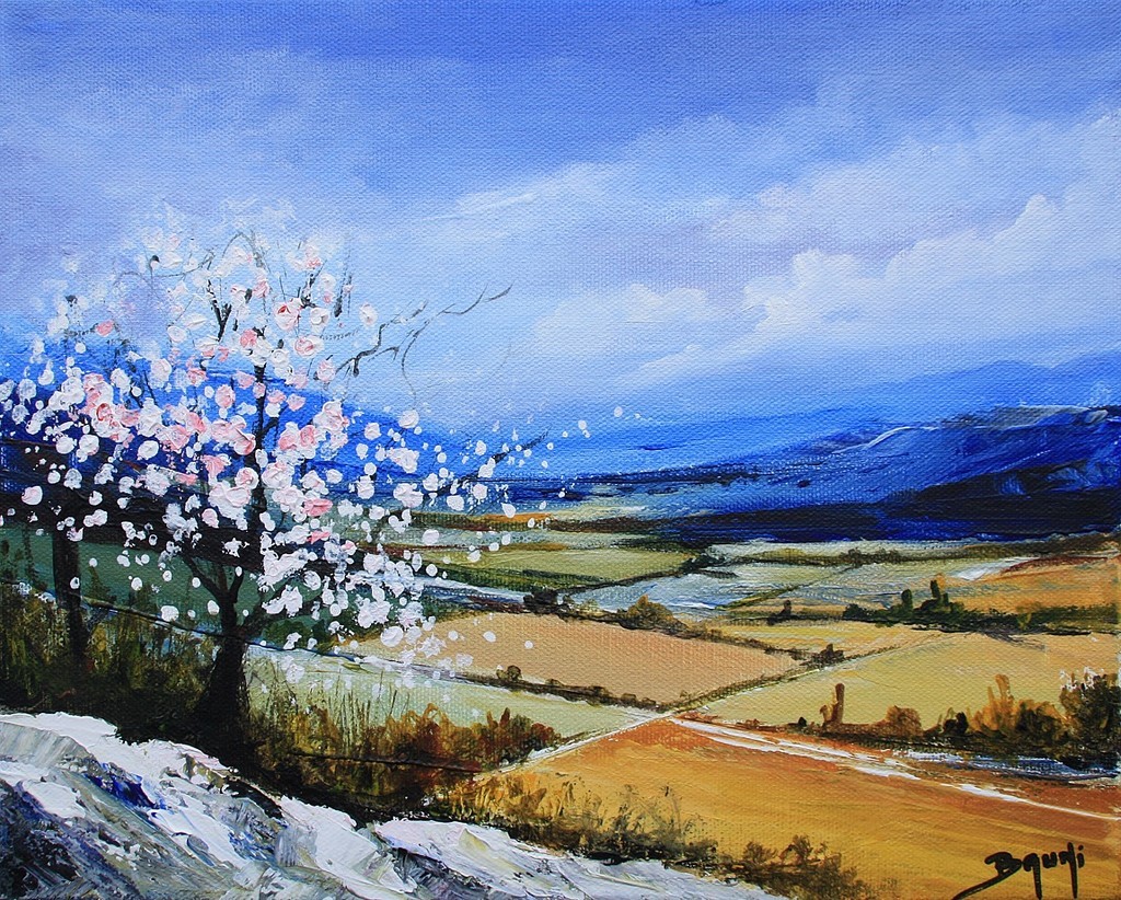 Peinture arbre en fleur