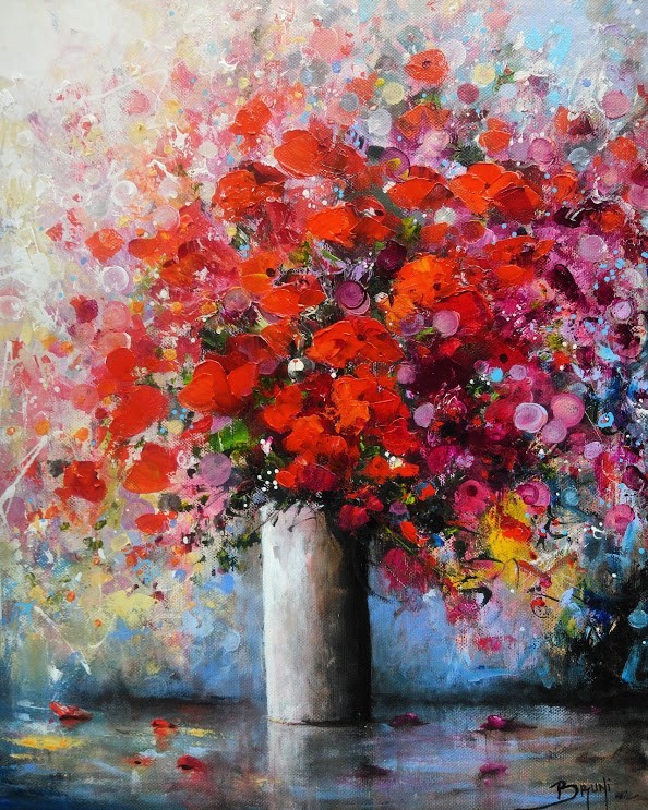 Bouquet RUBIS - Modern painting ©Bruni Eric