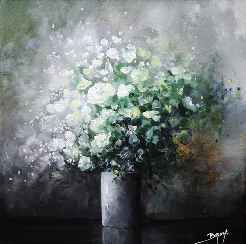 Poster : Bouquet de roses blanches