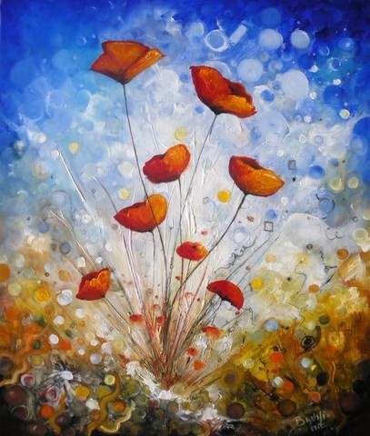 Tableau coquelicots Bruni Eric