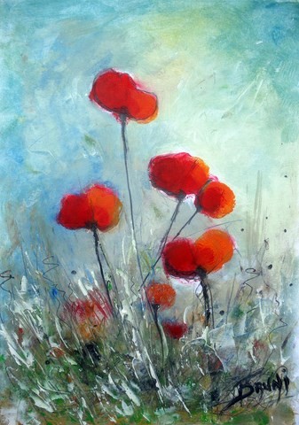 Fleurs fragiles - peinture coquelicots - tableau peinture - Peinture coquelicots