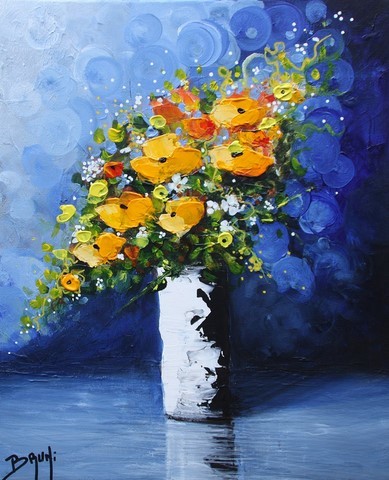 Tableau peinture fleurs modernes