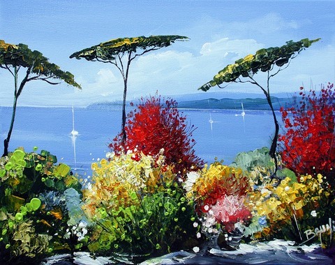 Arbres rouges en bord de mer - Eric Bruni