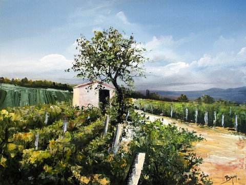 Tableau peinture vignoble, Eric Bruni