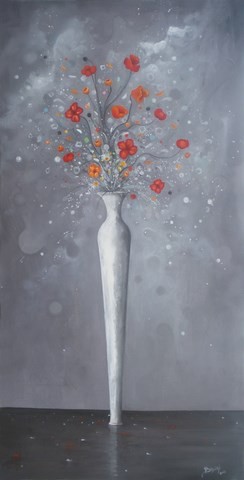 Bouquet de fleurs dans un vase blanc - Copyright Bruni Eric