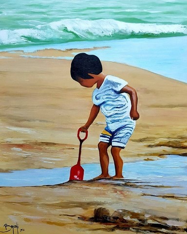Children on the beach - Bruni Eric